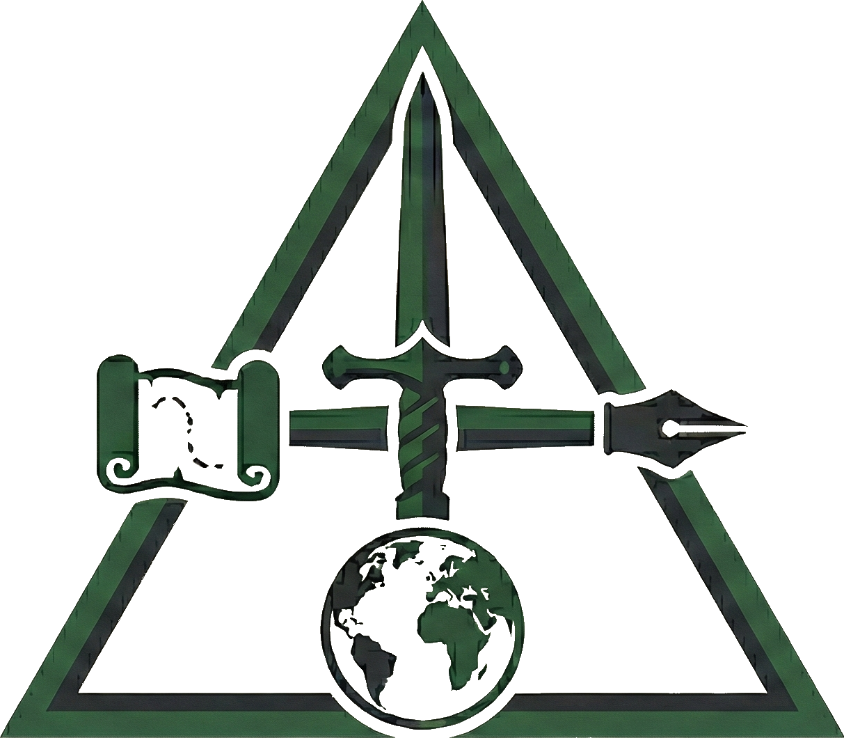 The official logo for Scaper's Toolkit, featuring a triangle with a sword, scroll, and pen.